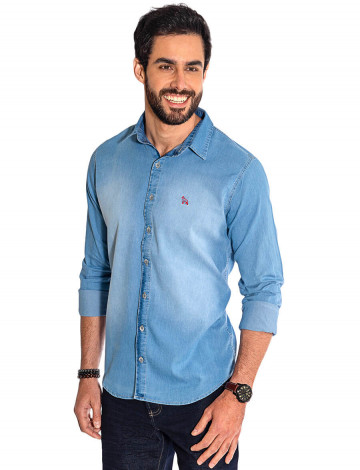 Camisa jeans sem discount bolso
