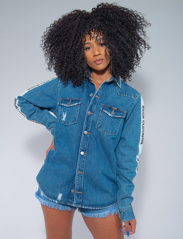 Camisa Jeans Atacado Oversized Feminina Revanche Ivonne Roupas