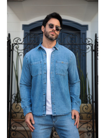 Camisa Jeans Com Bolso Classic Atacado Masculino Revanche Borjomi
