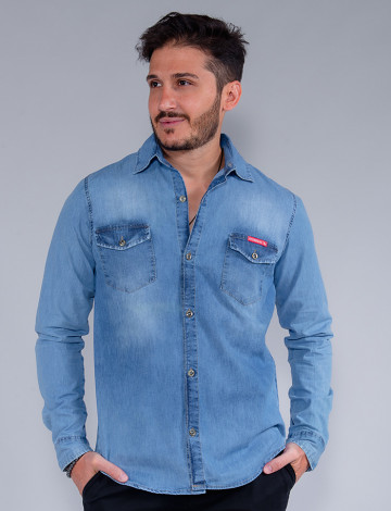 Camisa jeans masculina store atacado