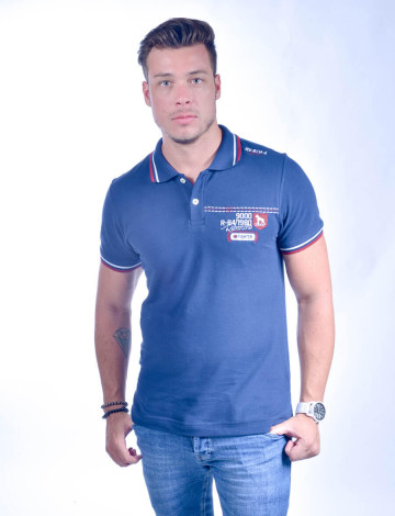 Camisa Polo Atacado com Bordado Masculino Revanche Oslo Azul Marinho Frente