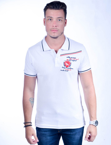 Camisa Polo Atacado com Bordado Masculino Revanche Portugal  BRANCO Frente