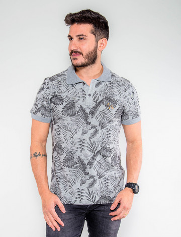 Camisa Polo Atacado Estampada Masculina Revanche Jamaica Mescla Frente