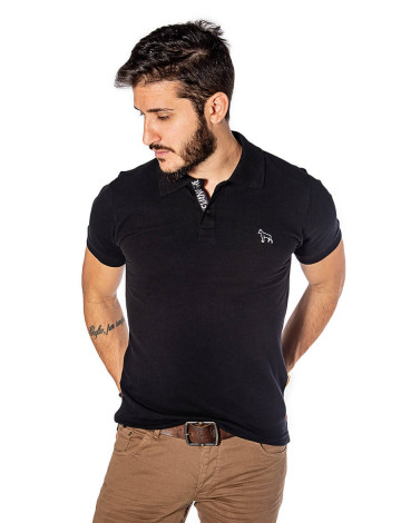 Camisa Polo Atacado Masculina Bordado Dog Revanche Nantes Preto Frente Config