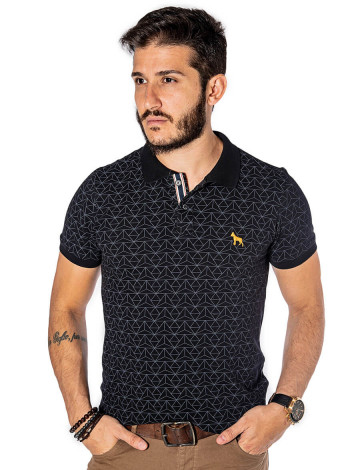 Camisa Polo Atacado Masculina Estampada Bordado Dog Revanche Portland Preta Frente