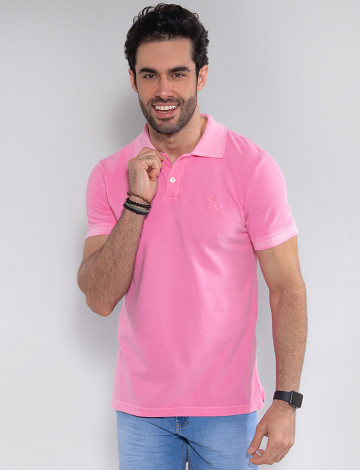 Camisa Polo Atacado Masculino Revanche Compenhag Rosa Frente