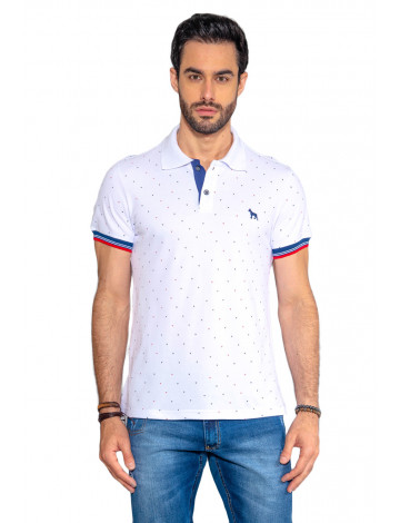 Camisa Polo Atacado Microestampa Masculina Revanche Triangulo Branco Frente