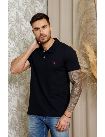 Camisa Polo Básica de Piquet Com Elastano Atacado Masculino Revanche Medford Preto