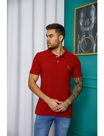 Camisa Polo Básica de Piquet Com Elastano Atacado Masculino Revanche Medford Bordo