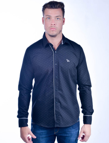 Camisa Social Atacado Manga Longa com Micro Estampa Masculino
