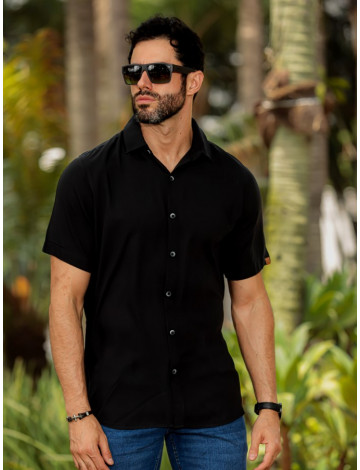 Camisa Viscose Atacado Masculina Revanche Portel Preto