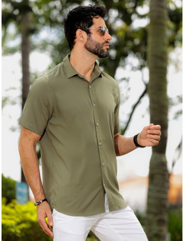 Camisa Viscose Atacado Masculina Revanche Portel Verde Militar