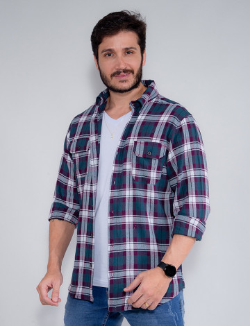 Camisa Xadrez Flanelada Atacado Manga Longa Masculina Revanche Vagner