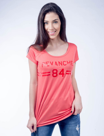 Camiseta Atacado Basica Feminino Revanche B84 Coral Frente