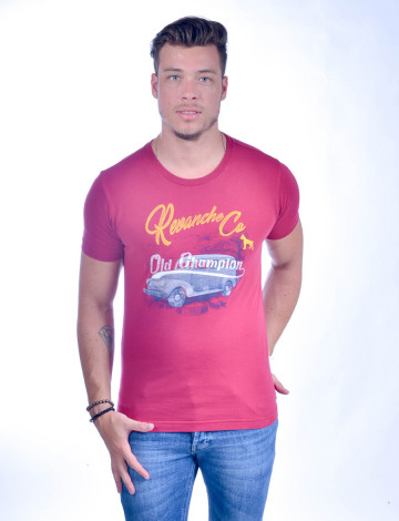 Camiseta Atacado Bordado com Estampa Masculino Revanche Old Champion Rosa Frente