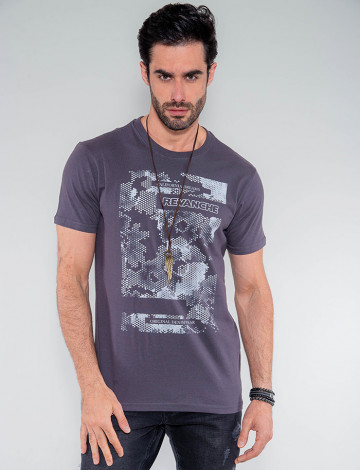 Camiseta Atacado California Dreamns Masculina Revanche Barbados Cinza Frente