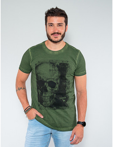 Camiseta Atacado Caveira Masculina Revanche Aristide Verde