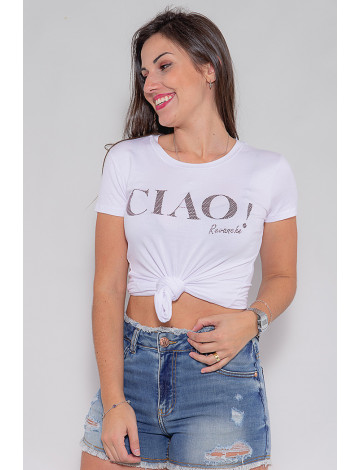 Camiseta Atacado Ciao Feminina Revanche Fifi Branco Frente