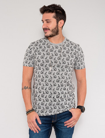 Camiseta Atacado Coelho Masculina Revanche Chevalier Cinza Frente