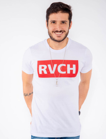 Camiseta Atacado Estampa Masculina Revanche RVCH Branco Frente