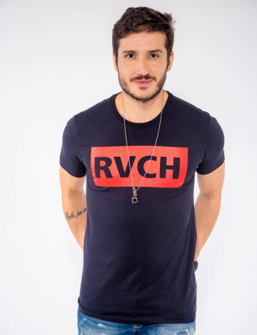 Camiseta Atacado Estampa Masculina Revanche RVCH Preta Frente