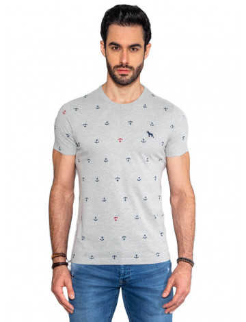 Camiseta Atacado Estampada Masculina Revanche Ancora Mescla Frente