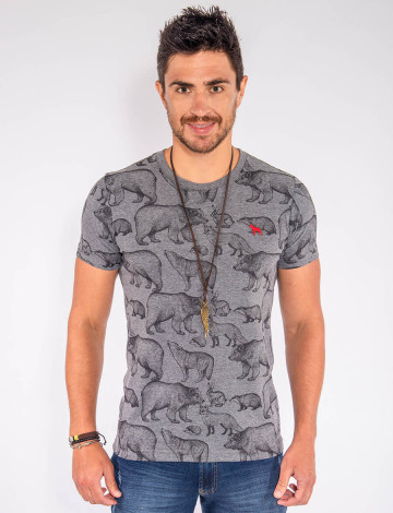 Camiseta Atacado Estampada Masculina Revanche Enciclopédia Cinza Frente