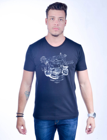 Camiseta Atacado Estampada Masculino Revanche American Class Preta Frente