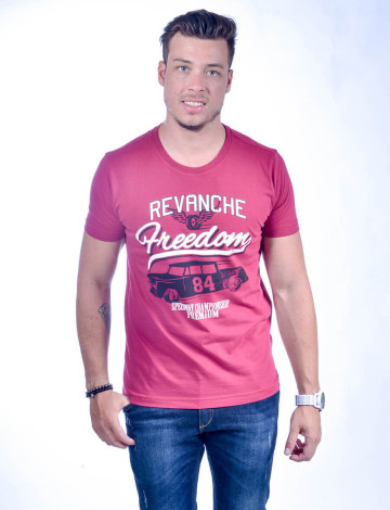 Camiseta Atacado Estampada Masculino Revanche Speedway Vinho Frente