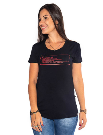 Camiseta Atacado Feminina Estampa Revanche Significado Preta Frente