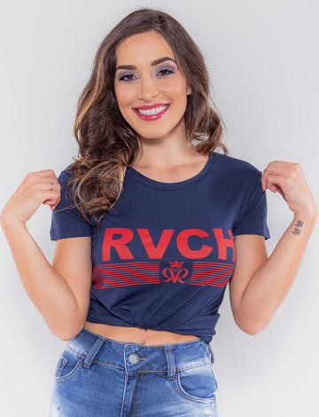 Camiseta Atacado Feminina Revanche Dominica Azul Marinho Frente