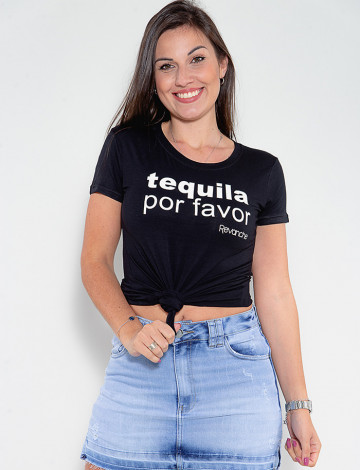 Camiseta Atacado Feminina Revanche Tequila Preto Frente