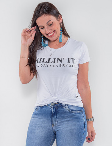 Camiseta Atacado Feminina Revanche Killing It Branco Frente