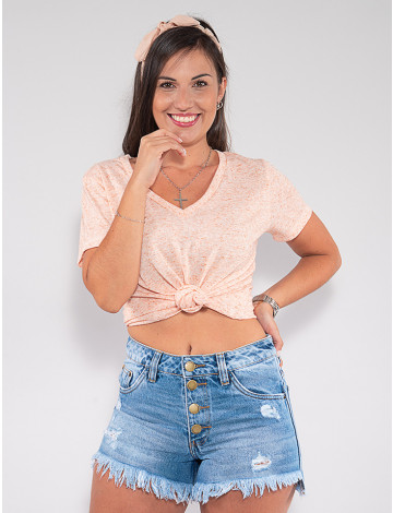 Camiseta Atacado Feminina Revanche Magalie Salmão Frente