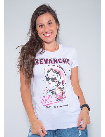 Camiseta Atacado Feminina Revanche Ophelie Branco Frente
