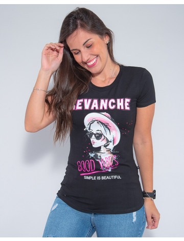 Camiseta Atacado Feminina Revanche Ophelie Preto Frente
