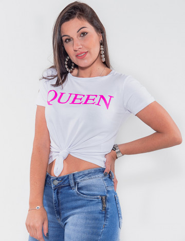 Camiseta Atacado Feminina Revanche Queen Branco Frente