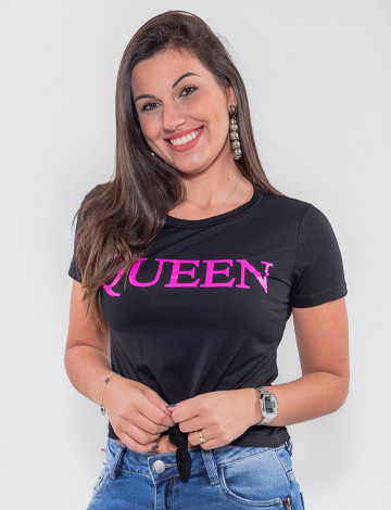 Camiseta Atacado Feminina Revanche Queen Preto Frente