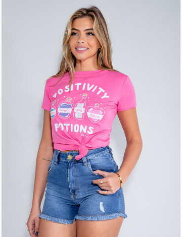 Camiseta Atacado Feminina Revanche Vivi Rosa Frente