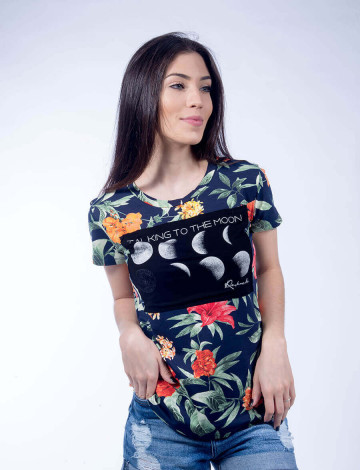 Camiseta Atacado Floral Feminino Revanche Talking To The Moon Frente
