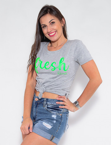 Camiseta Atacado Fresch Feminina Revanche Flori Mescla Frente