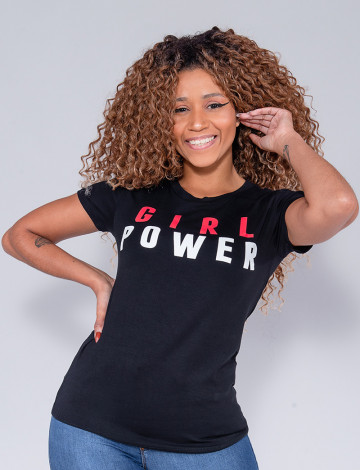 Camiseta Atacado Girl Power Feminina Revanche Therese Preto Frente