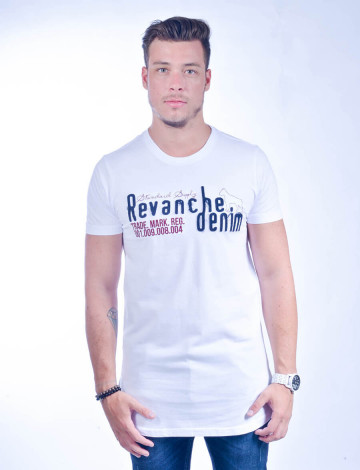 Camiseta Atacado Longline Masculino Revanche Cartum  BRANCO Frente