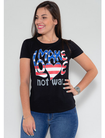 Camiseta Atacado Make Love Feminina Revanche Elinore Preto Frente