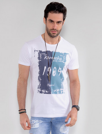 Camiseta Atacado Masculina Revanche África do Sul Branco Frente