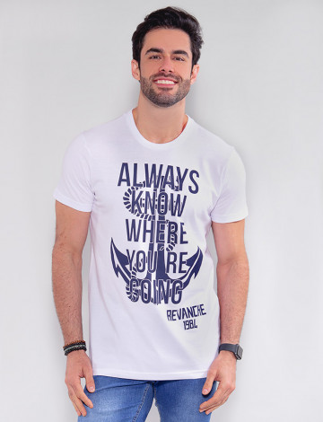 Camiseta Atacado Masculina Revanche Always Branco Frente