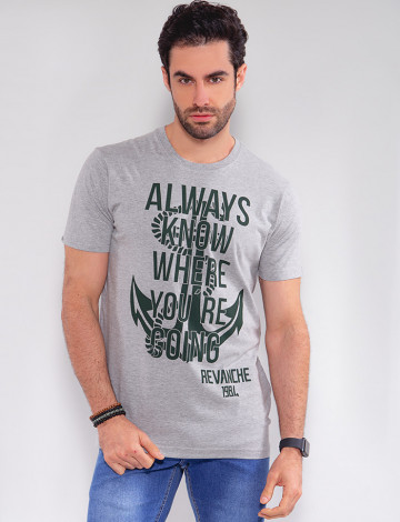 Camiseta Atacado Masculina Revanche Always Mescla Frente