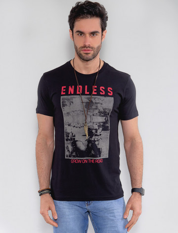 Camiseta Atacado Masculina Revanche Endless Preto Frente