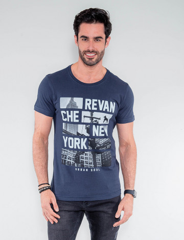 Camiseta Atacado Masculina Revanche Gabão Azul Marinho Frente