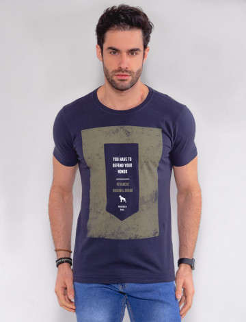 Camiseta Atacado Masculina Revanche Honor Azul Marinho Frente